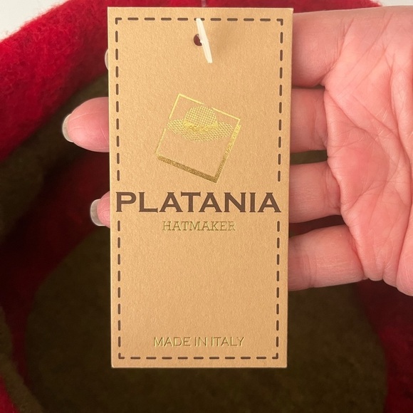 NWT Platania Wool Hat Made In ITALY Red and Olive Floral - Picture 9 of 10